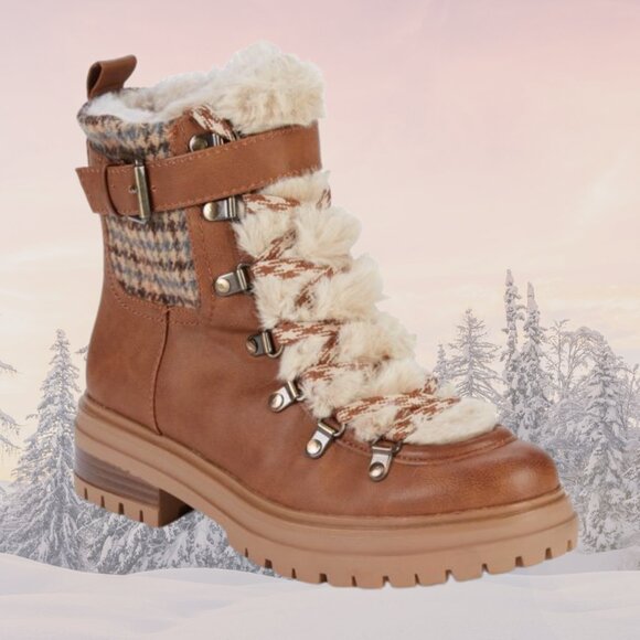 NEW Circus NY by Sam Edelman Gretchen Cold-Weather Sherpa Mid Calf Boot - Camel - Picture 1 of 6